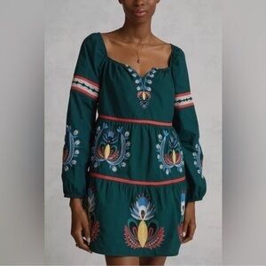 Anthropologie Let Me Be boho fall Embroidered Tunic Dress